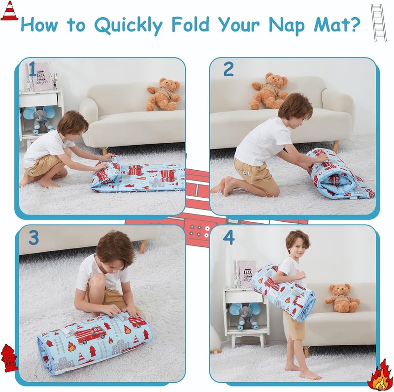 softan Toddler Nap Mat with Pillow and Blanket, Extra Large Rolled Napping Mats,Toddler Sleeping Bag for Daycare,Kids Sleeping Bags for Sleepover,Toddler Sleeping Bag Camping - Image 5